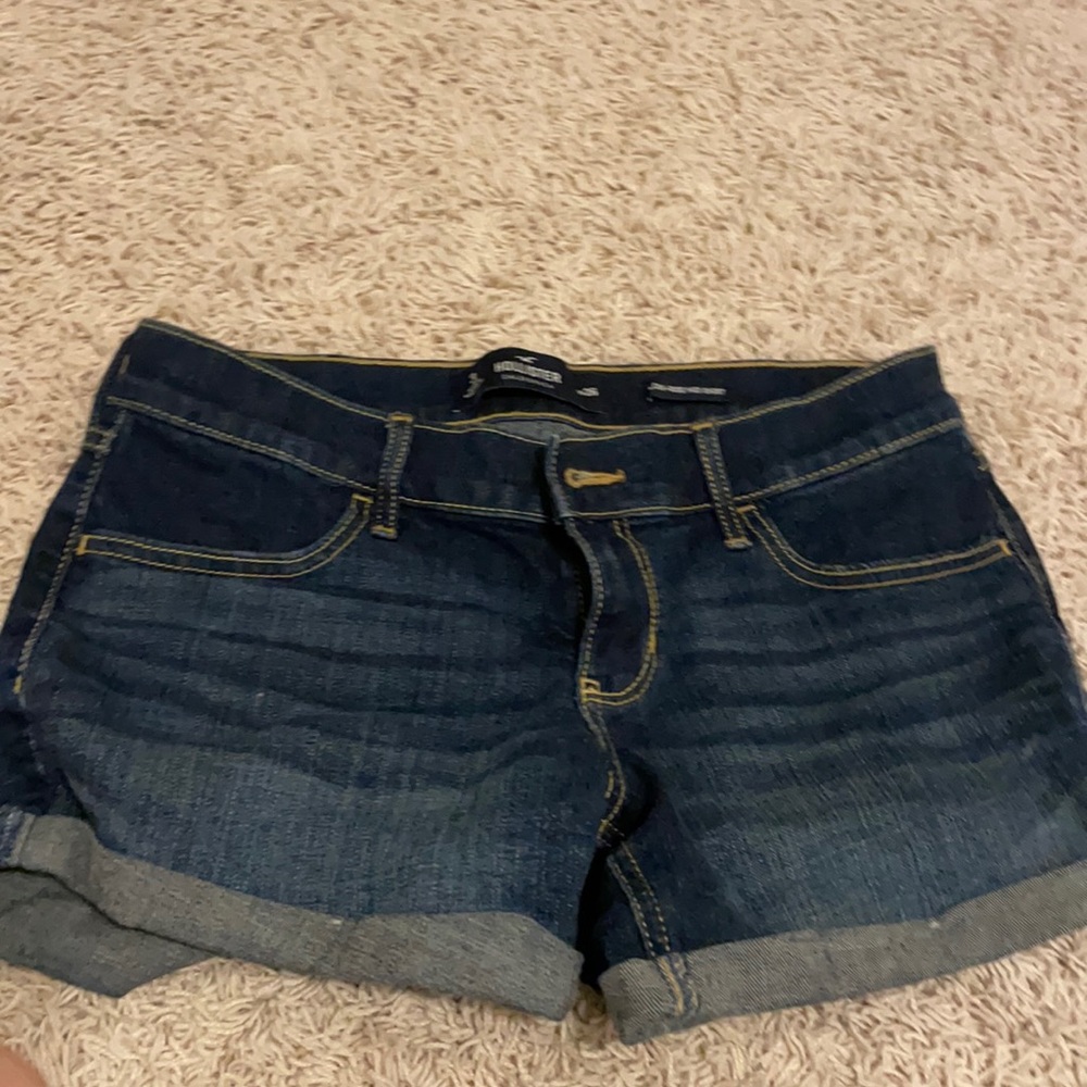 Dark wash cuffed, low rise, Hollister shorts